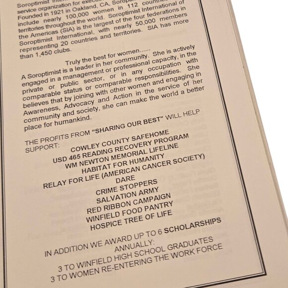 Soroptimist International Of Winfield KS Sharing Our Best Cookbook 1990s - Picture 13 of 15